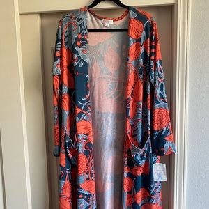 NWT LuLaRoe Sarah Navy/Orange Duster XL
